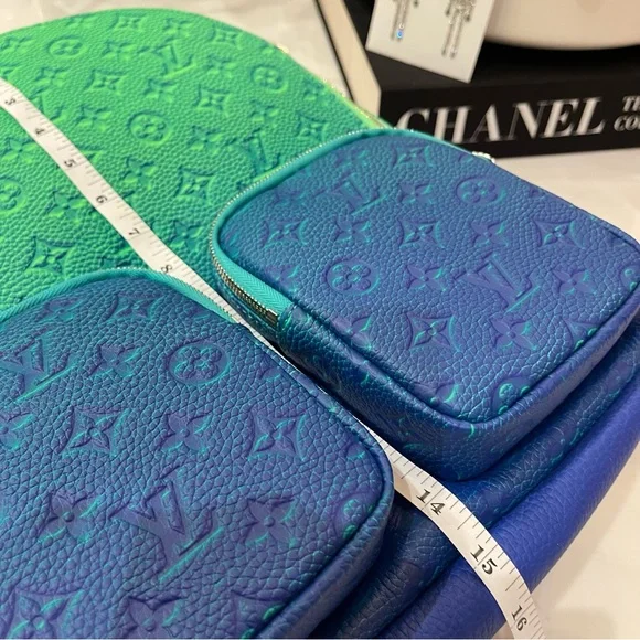 LOUIS VUITTON Virgil Abloh Blue & Neon Green Gradient Illusion Backpack - Picture 4 of 9